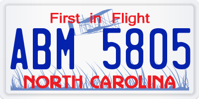 NC license plate ABM5805
