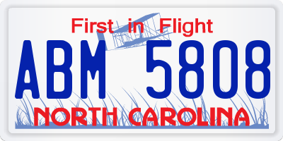 NC license plate ABM5808