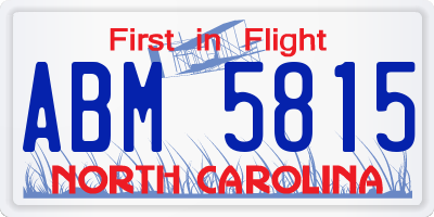NC license plate ABM5815