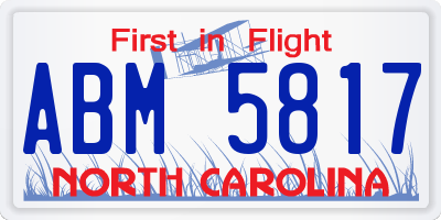 NC license plate ABM5817