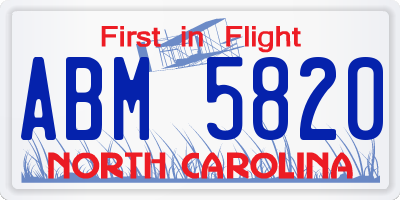 NC license plate ABM5820