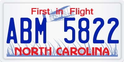 NC license plate ABM5822