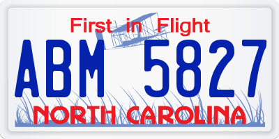 NC license plate ABM5827