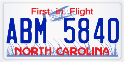 NC license plate ABM5840