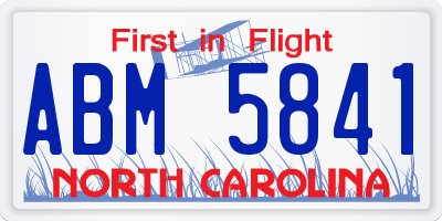 NC license plate ABM5841