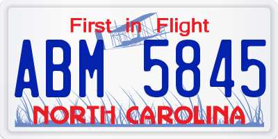 NC license plate ABM5845