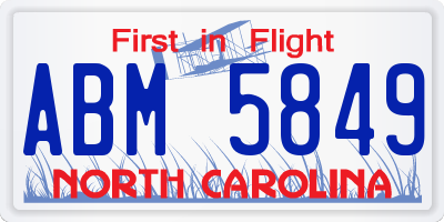 NC license plate ABM5849