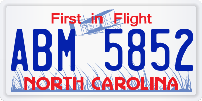 NC license plate ABM5852