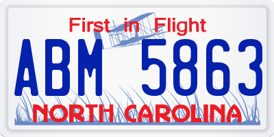 NC license plate ABM5863