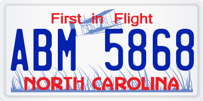 NC license plate ABM5868
