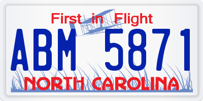 NC license plate ABM5871