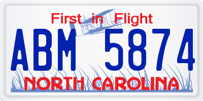 NC license plate ABM5874