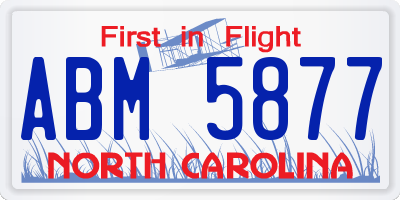 NC license plate ABM5877