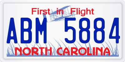 NC license plate ABM5884