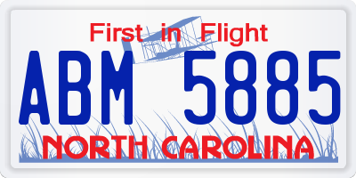 NC license plate ABM5885