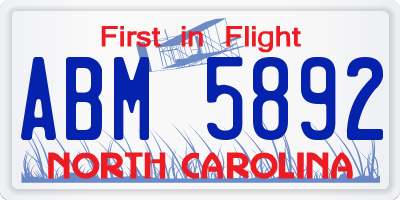 NC license plate ABM5892