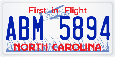 NC license plate ABM5894