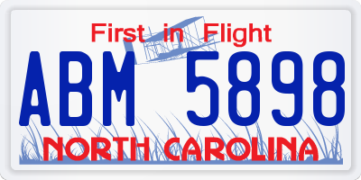 NC license plate ABM5898