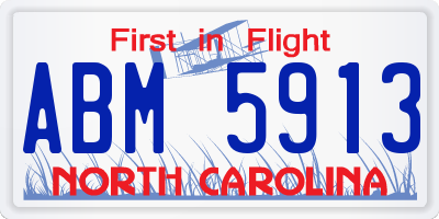 NC license plate ABM5913