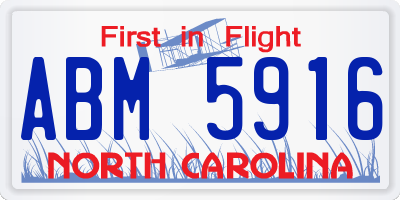 NC license plate ABM5916