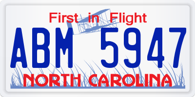 NC license plate ABM5947