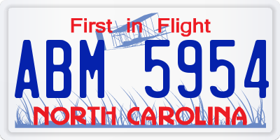 NC license plate ABM5954