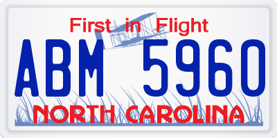 NC license plate ABM5960