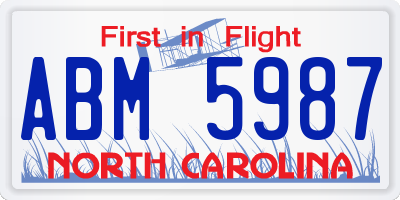 NC license plate ABM5987