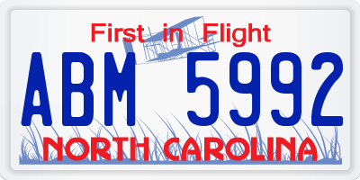 NC license plate ABM5992
