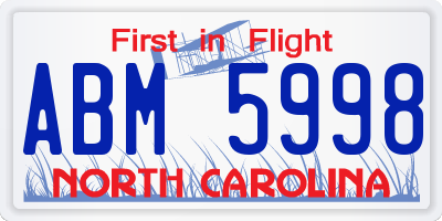 NC license plate ABM5998