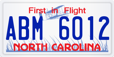 NC license plate ABM6012