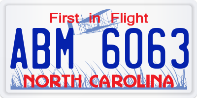 NC license plate ABM6063