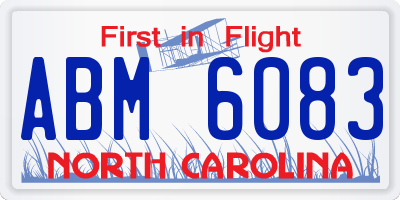 NC license plate ABM6083
