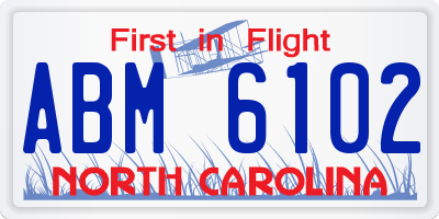 NC license plate ABM6102