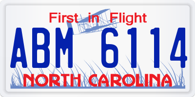 NC license plate ABM6114