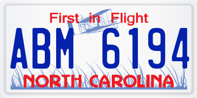 NC license plate ABM6194