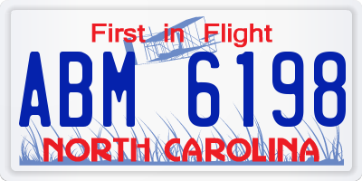 NC license plate ABM6198