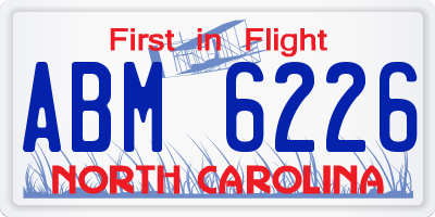 NC license plate ABM6226