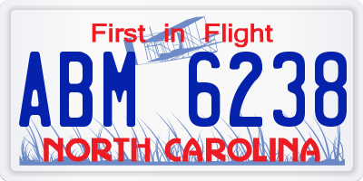NC license plate ABM6238