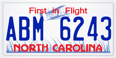 NC license plate ABM6243
