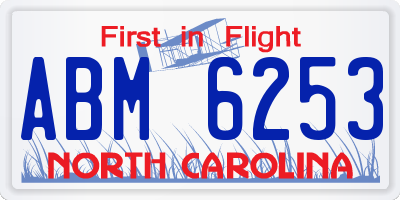 NC license plate ABM6253
