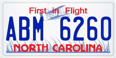 NC license plate ABM6260