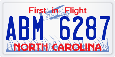 NC license plate ABM6287