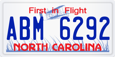 NC license plate ABM6292