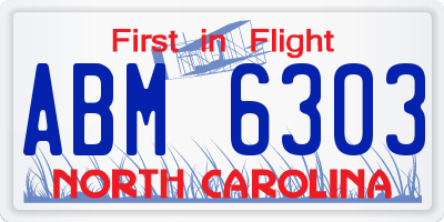 NC license plate ABM6303