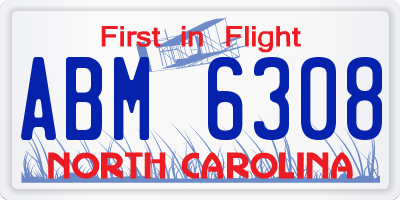 NC license plate ABM6308