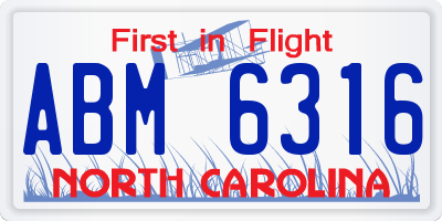 NC license plate ABM6316