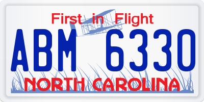 NC license plate ABM6330