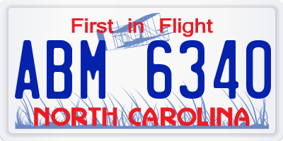 NC license plate ABM6340