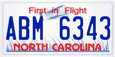 NC license plate ABM6343